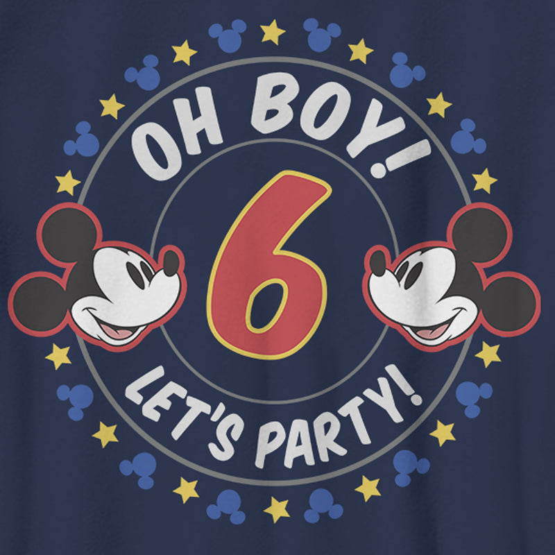 Boy's Mickey & Friends 6th Birthday Oh Boy Let's Party Mickey T-Shirt