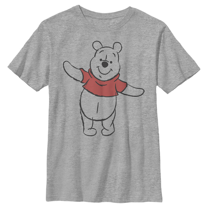 Boy's Winnie the Pooh Bear Sketch With Red Shirt T-Shirt