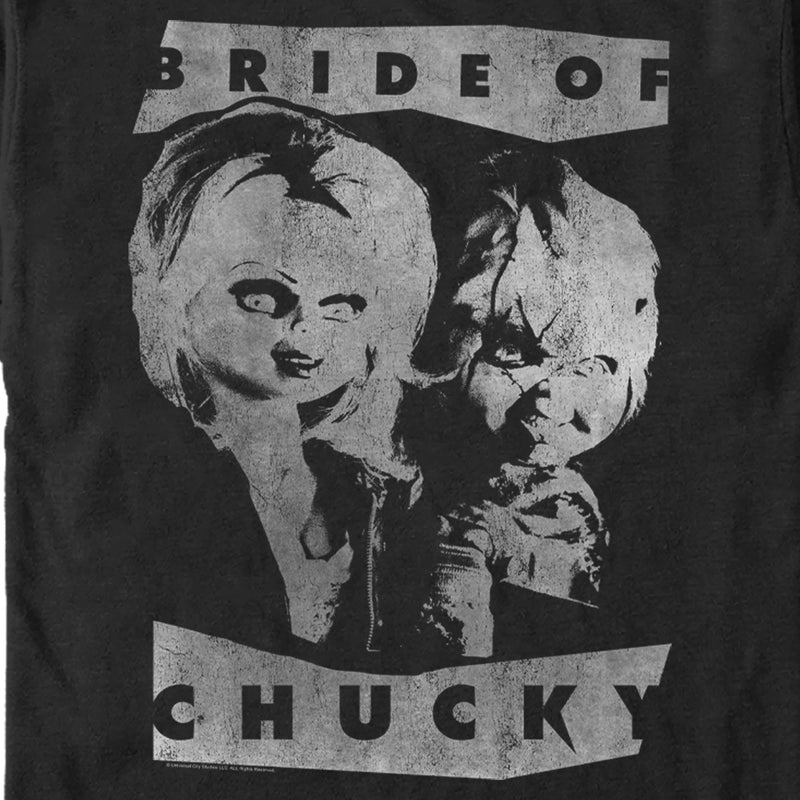 Men's Child's Play Bride of Chucky Black and White Poster T-Shirt