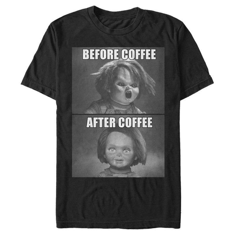 Men's Child's Play Before and After Coffee Meme T-Shirt
