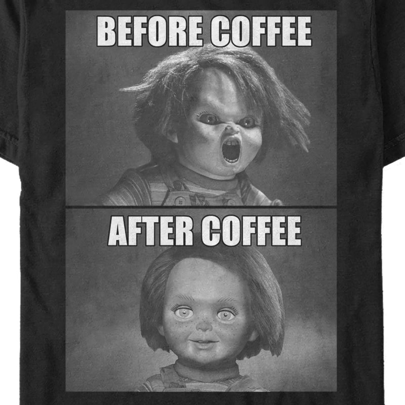 Men's Child's Play Before and After Coffee Meme T-Shirt