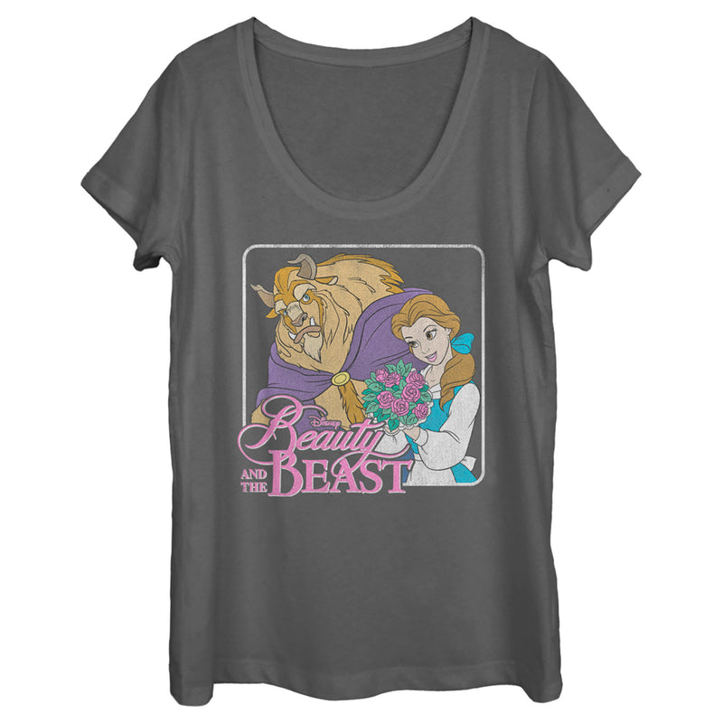 Women's Beauty and the Beast Bouquet Frame Scoop Neck