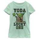Girl's Star Wars St. Patrick's Day Cartoon Yoda Lucky One T-Shirt