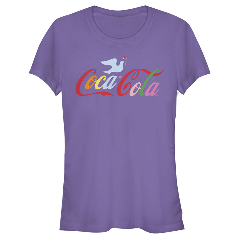 Junior's Coca Cola Unity Rainbow Dove Logo T-Shirt
