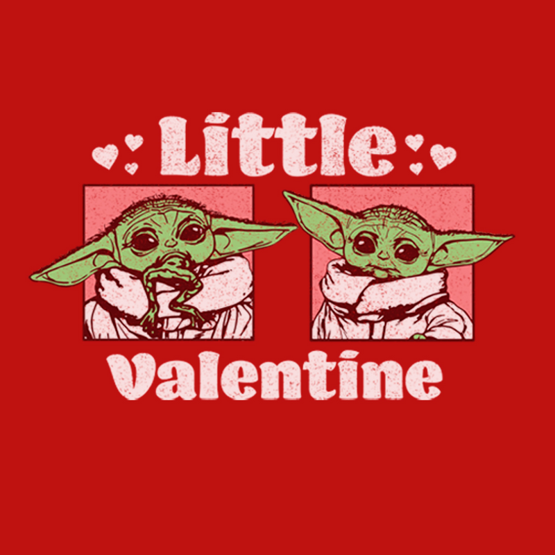 Girl's Star Wars: The Mandalorian Valentine's Day The Child Little Valentine Panels T-Shirt