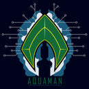 Junior's Zack Snyder Justice League Aquaman Comic Logo T-Shirt