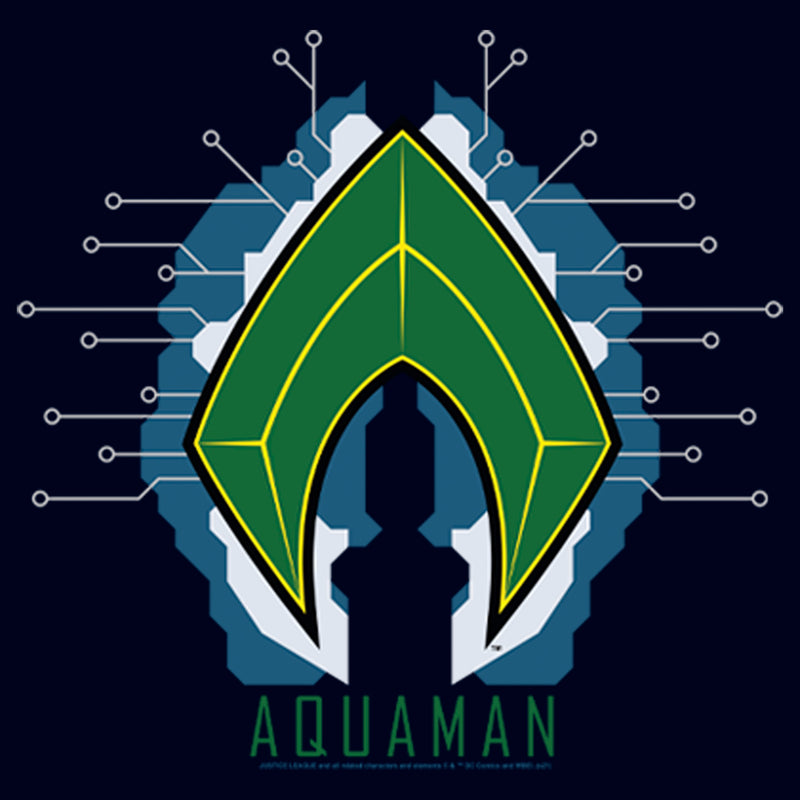 Junior's Zack Snyder Justice League Aquaman Comic Logo T-Shirt