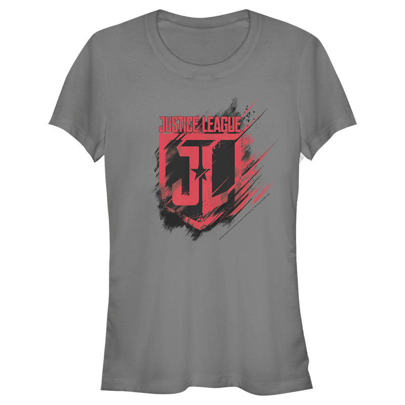 Junior's Zack Snyder Justice League Paint Smear Logo T-Shirt