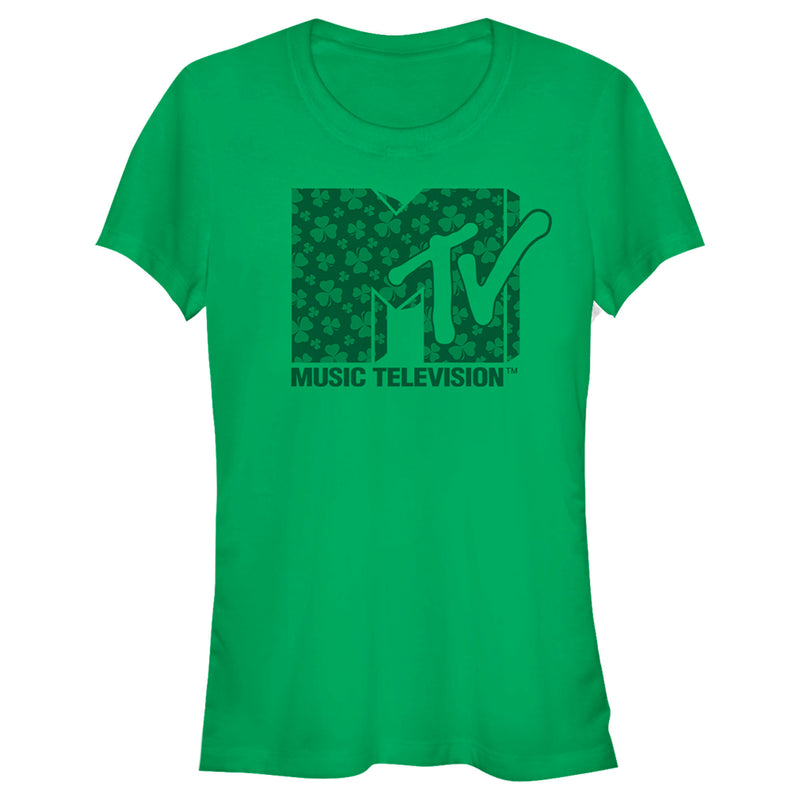 Junior's MTV St. Patrick's Day Shamrock Fill Logo T-Shirt