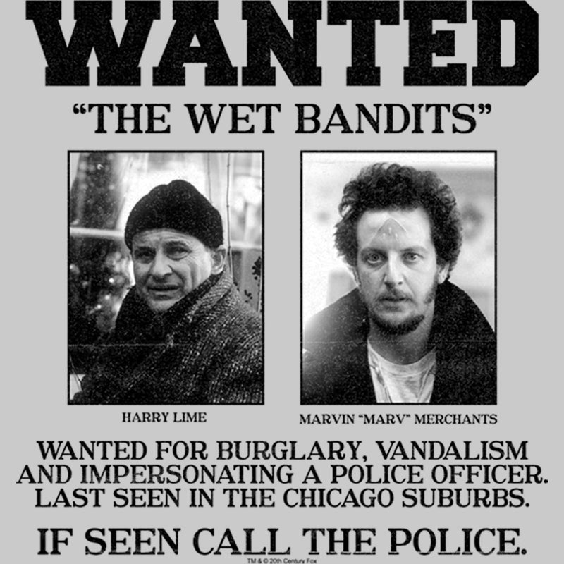 Men's Home Alone Wet Bandits Wanted Poster Sweatshirt
