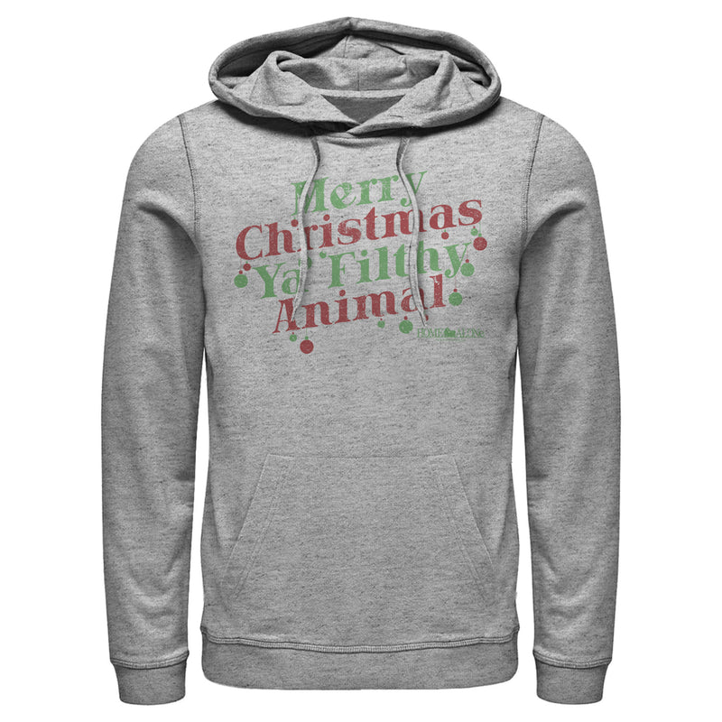 Men's Home Alone Distressed Merry Christmas Ya Filthy Animal Pull Over Hoodie