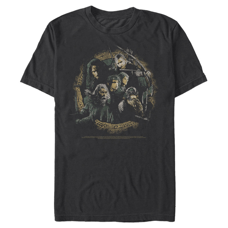 Men's The Lord of the Rings Fellowship of the Ring Distressed Character Circle T-Shirt