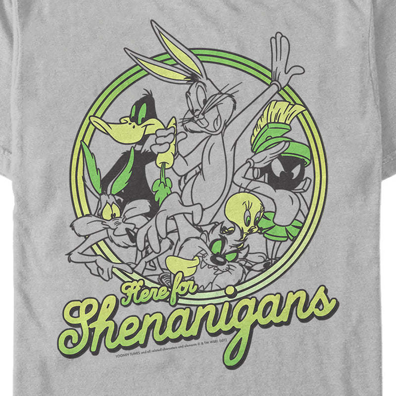 Men's Looney Tunes St. Patrick's Day Here for Shenanigans T-Shirt