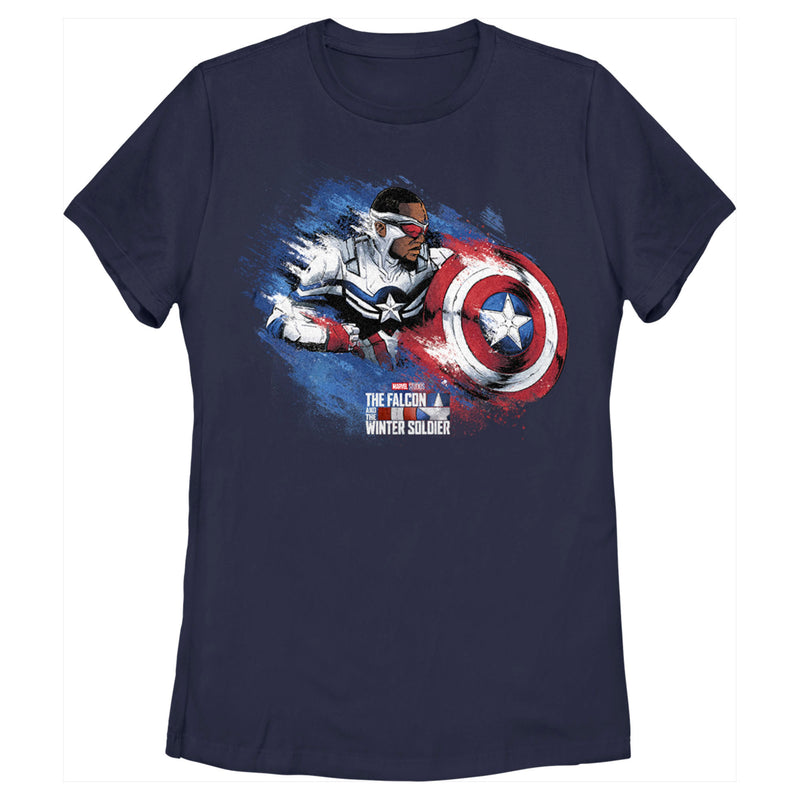 Women's Marvel The Falcon and the Winter Soldier Captain America Paint T-Shirt