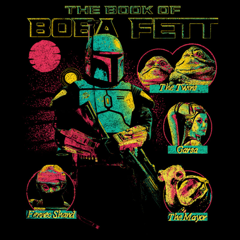 Junior's Star Wars: The Book of Boba Fett Distressed Character Line-up T-Shirt