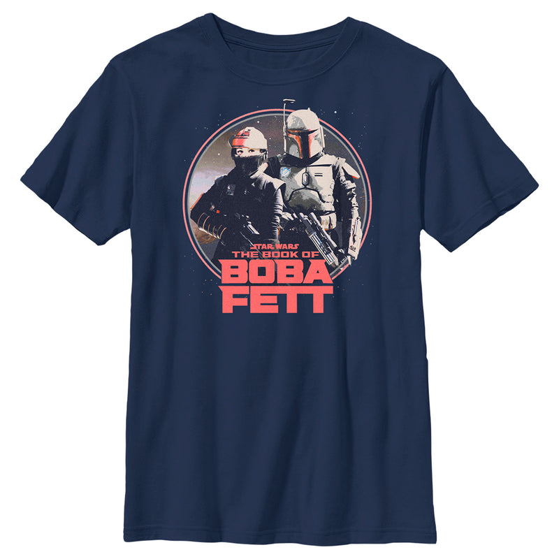 Boy's Star Wars: The Book of Boba Fett Fennec and Boba Classic Circle T-Shirt