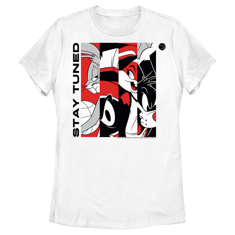 Women's Space Jam: A New Legacy Stay Tuned Panels Red and Black T-Shirt