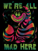 Junior's Alice in Wonderland Rainbow Cheshire Cowl Neck Sweatshirt