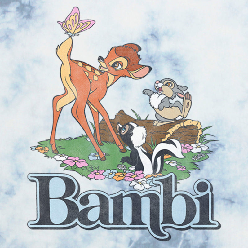 Junior's Bambi Distressed Classic Butterfly Scene T-Shirt