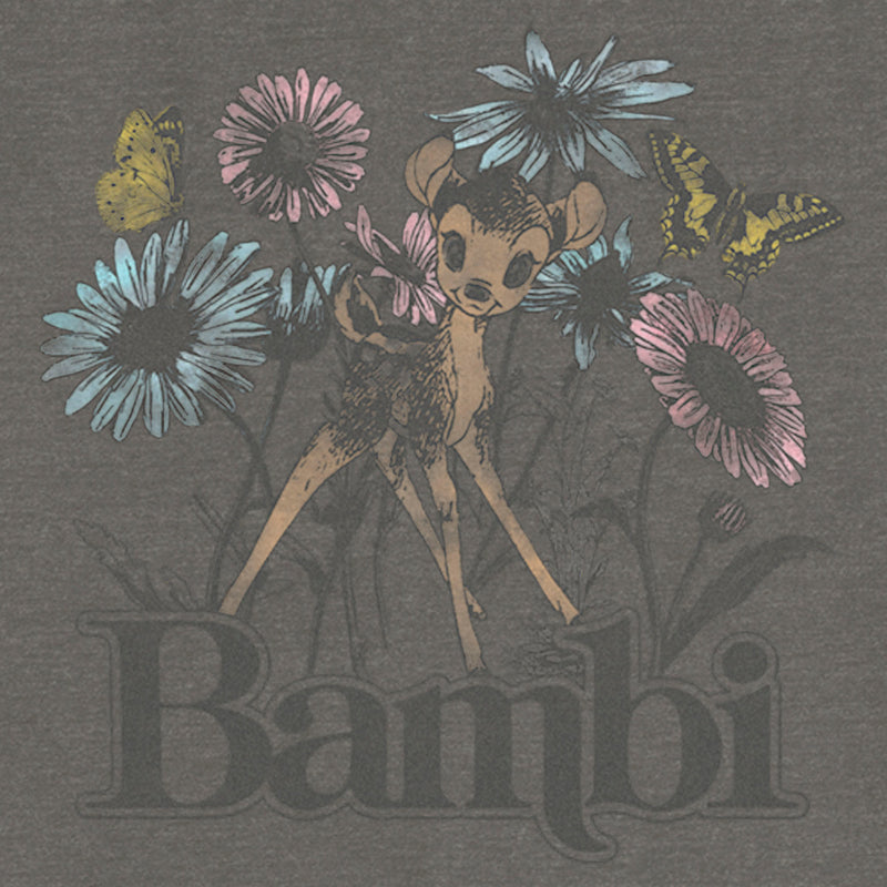 Junior's Bambi Floral Sketch Sweatshirt