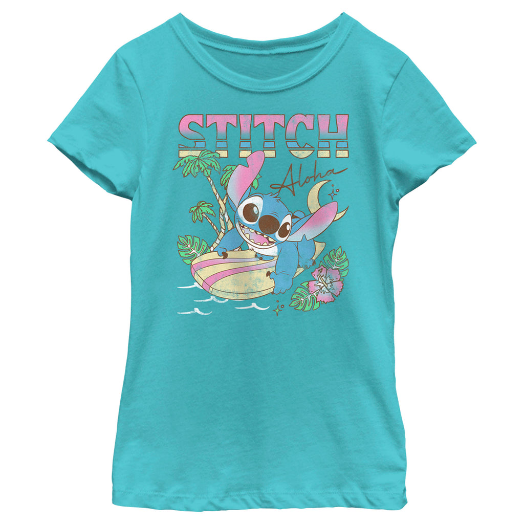 Lilo & Stitch Girl's Surfing Stitch T-Shirt Blue