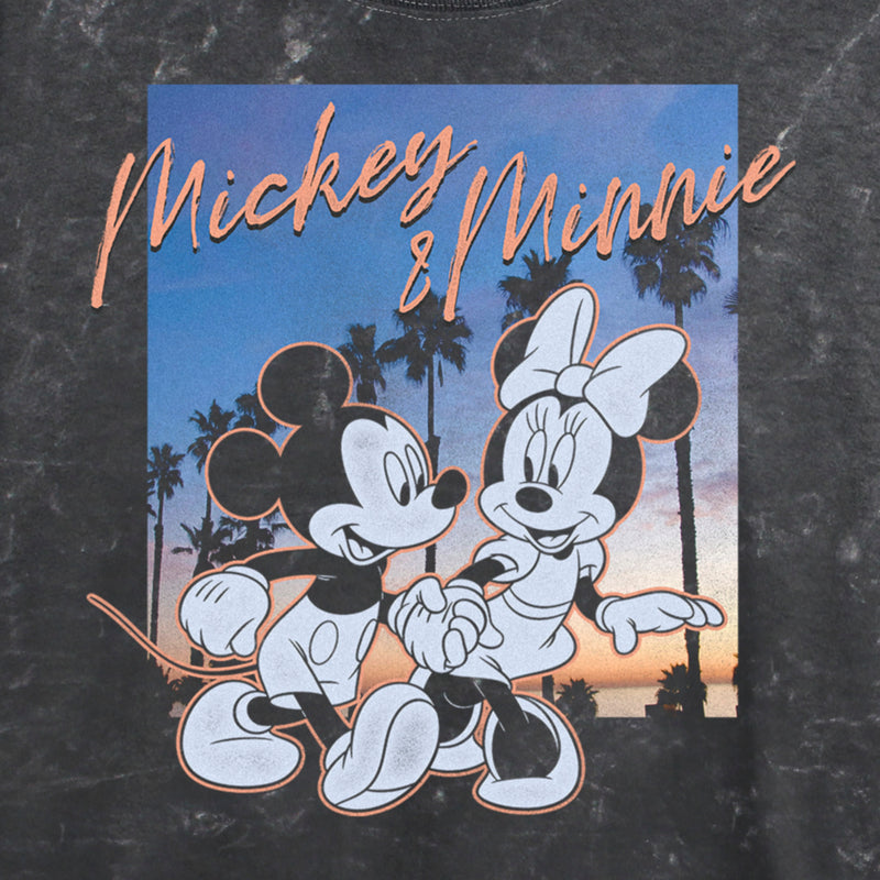 Junior's Mickey & Friends Sunset Palm Trees Mickey and Minnie T-Shirt