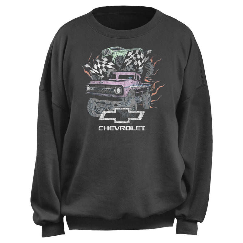 Junior's General Motors Distressed Pastel Chevrolet Trucks Sweatshirt