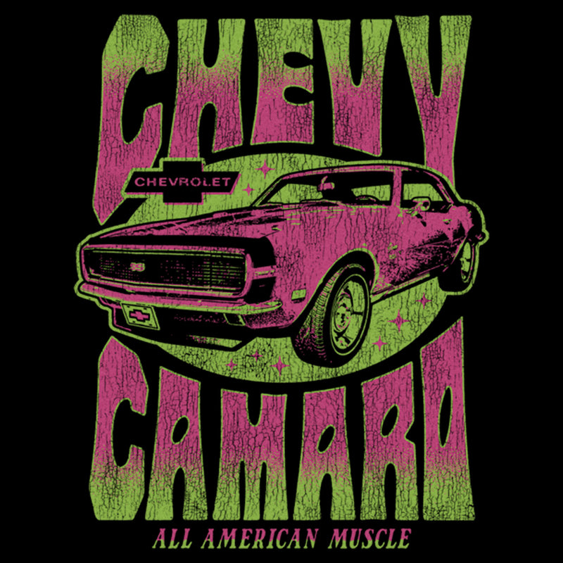 Women's General Motors Retro Pink and Green Chevy Camaro T-Shirt