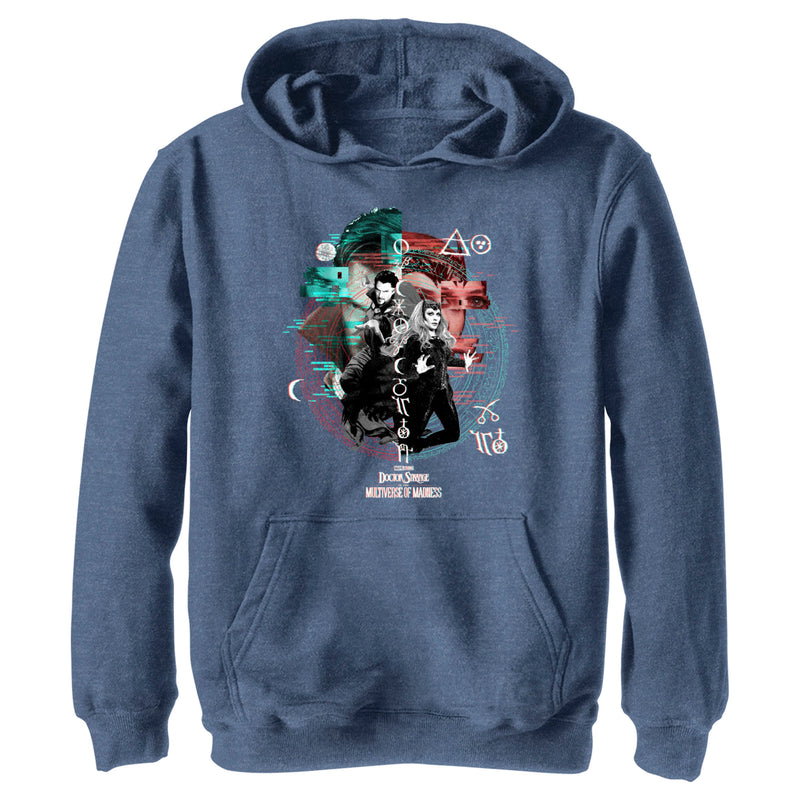 Boy's Marvel Doctor Strange in the Multiverse of Madness Wanda and Strange Glitch Pull Over Hoodie