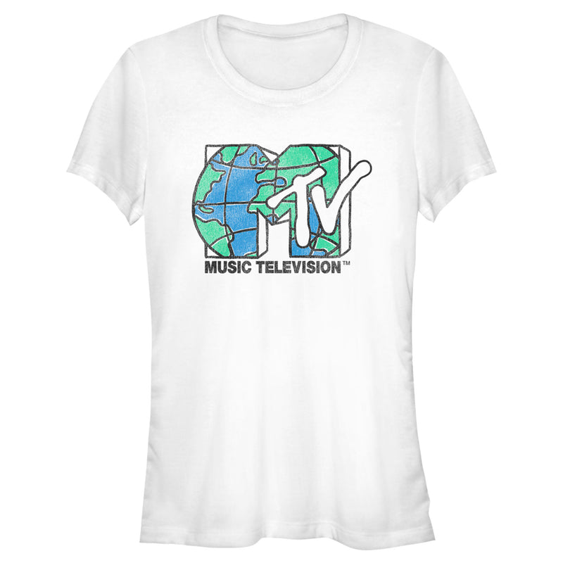 Junior's MTV Distressed Earth Day Logo T-Shirt