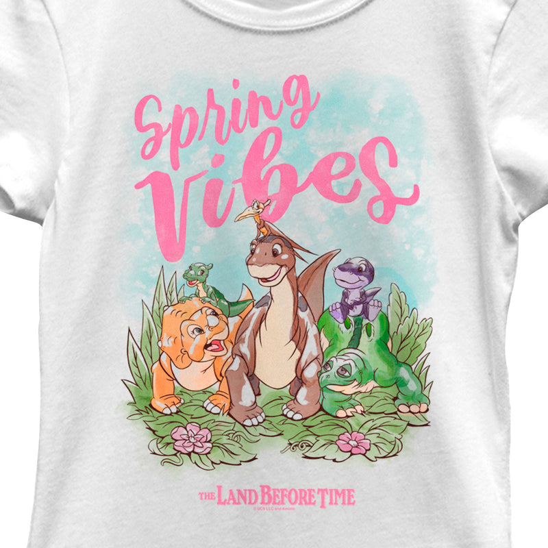 Girl's The Land Before Time Spring Vibes Littlefoot and Friends T-Shirt