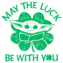 Boy's Star Wars: The Mandalorian St. Patrick's Day Grogu May the Luck be with You Retro T-Shirt