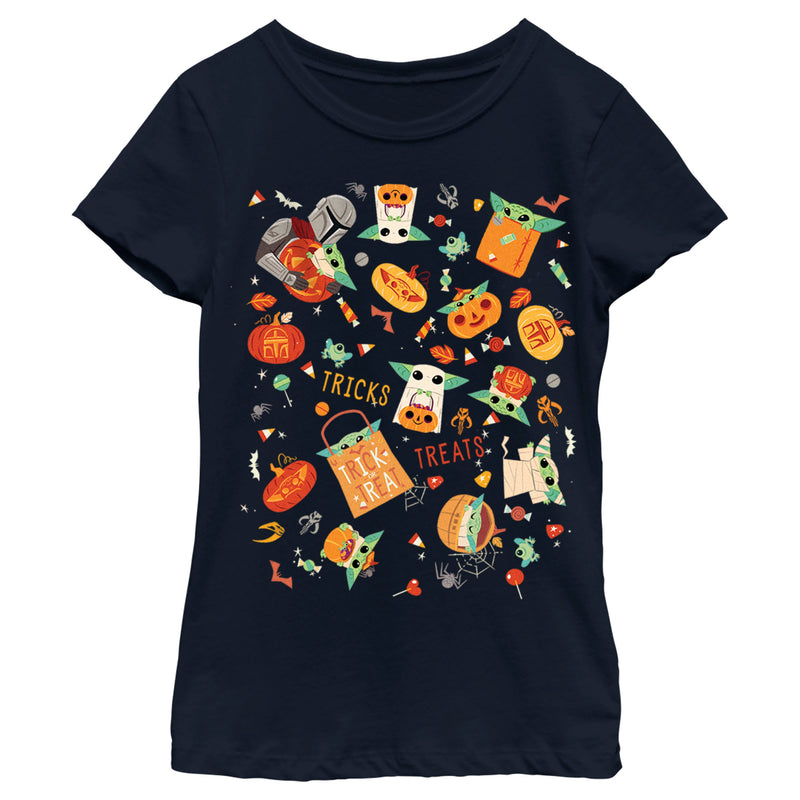 Women's Star Wars: The Mandalorian Halloween Candy Collage T-Shirt