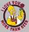 Men's The Simpsons Valentine's Day Homer I Love You More Than Beer T-Shirt