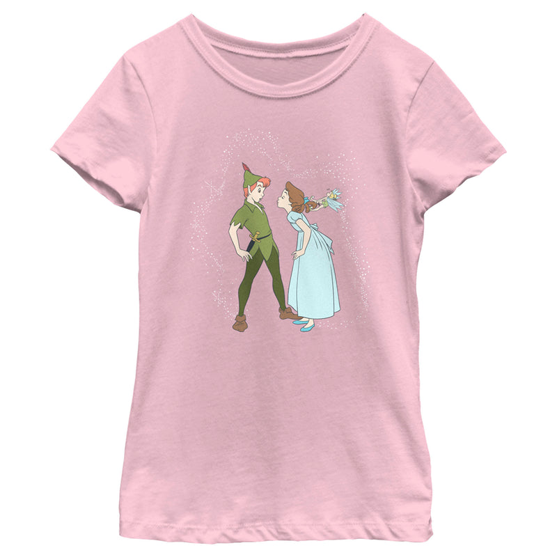 Girl's Peter Pan Valentine's Day Peter and Wendy Kiss T-Shirt