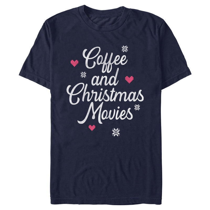 Men's Lost Gods Coffee and Christmas Movies Distressed T-Shirt