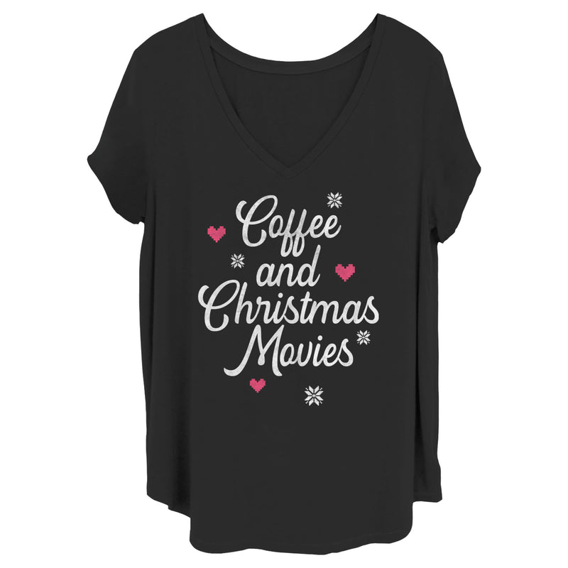 Junior's Lost Gods Coffee and Christmas Movies Distressed T-Shirt