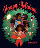 Girl's Anboran Happy Holidays Group Wreath T-Shirt