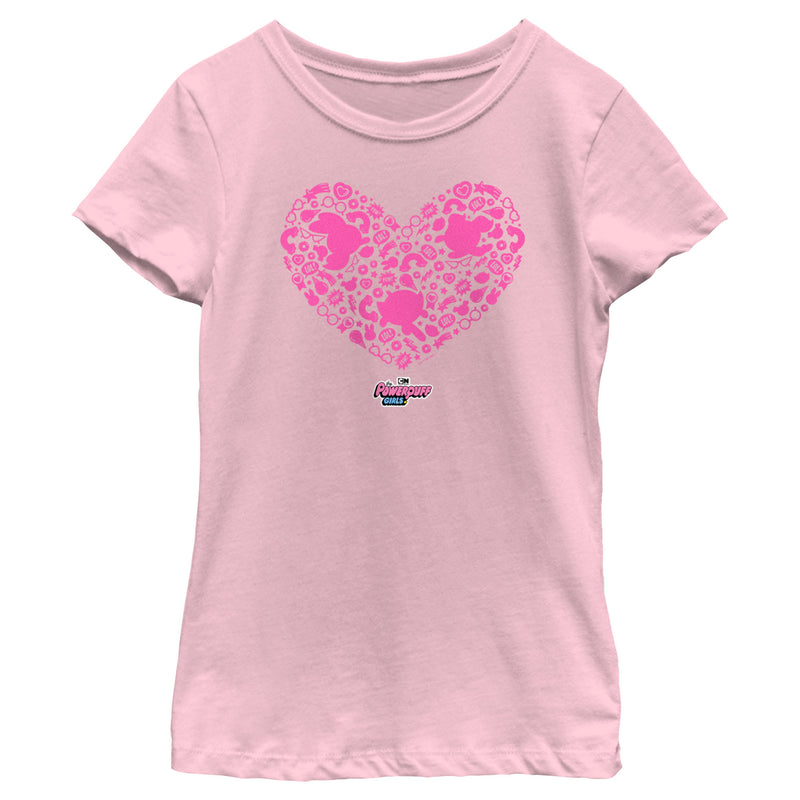Girl's The Powerpuff Girls Valentine's Day Heart Silhouettes T-Shirt
