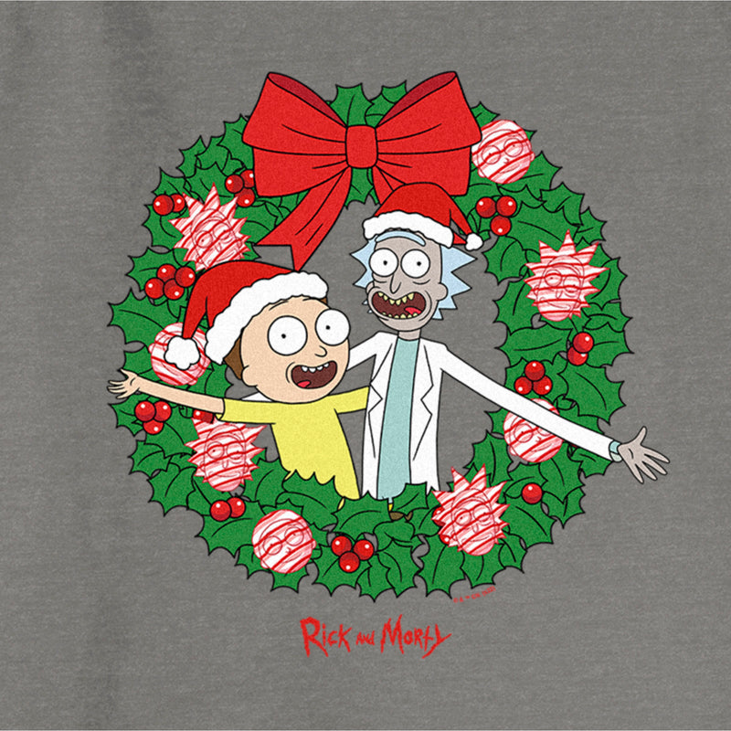 Junior's Rick and Morty Christmas Wreath Sweatshirt
