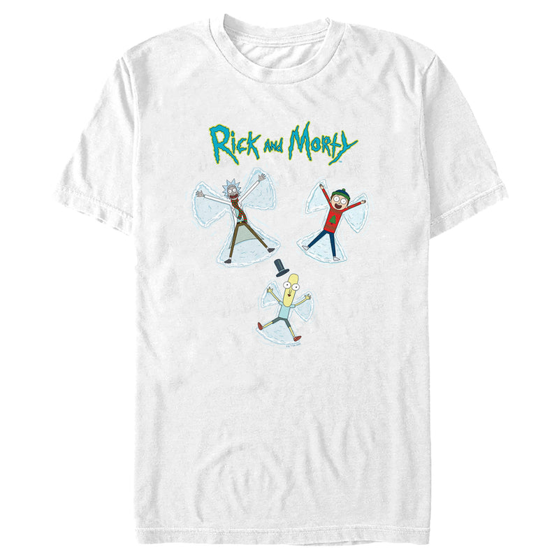 Men's Rick and Morty Christmas Snow Angels T-Shirt