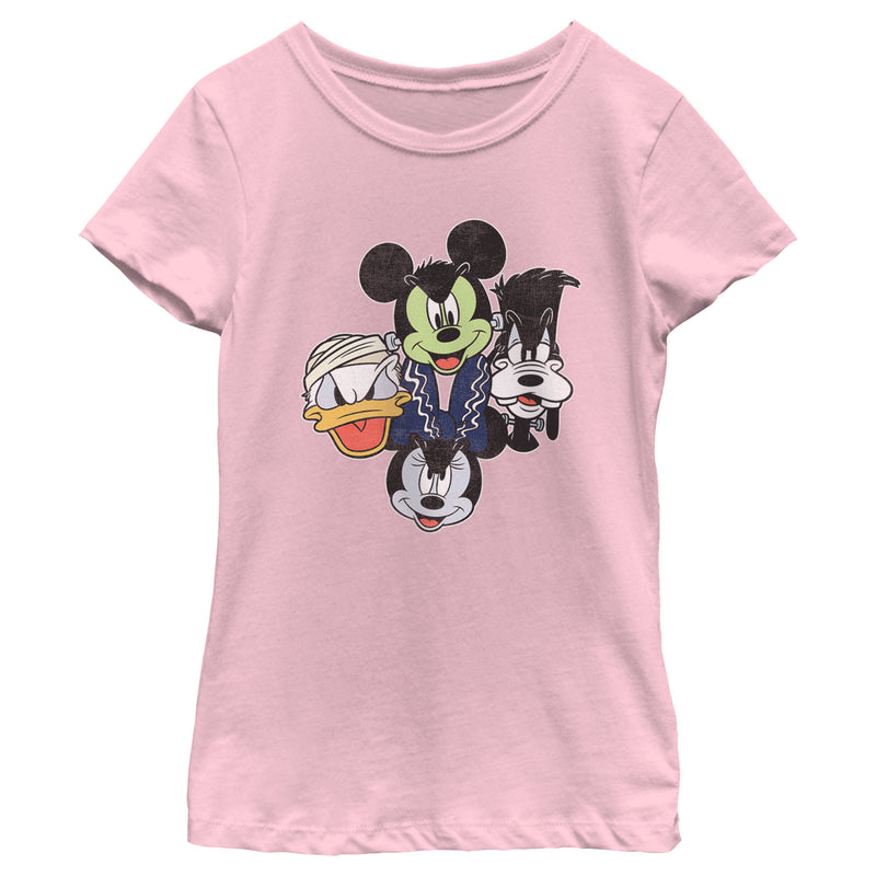 Girl's Mickey & Friends Halloween Group Faces T-Shirt