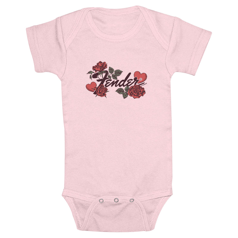 Infant's Fender Valentine Hearts and Roses Logo Onesie