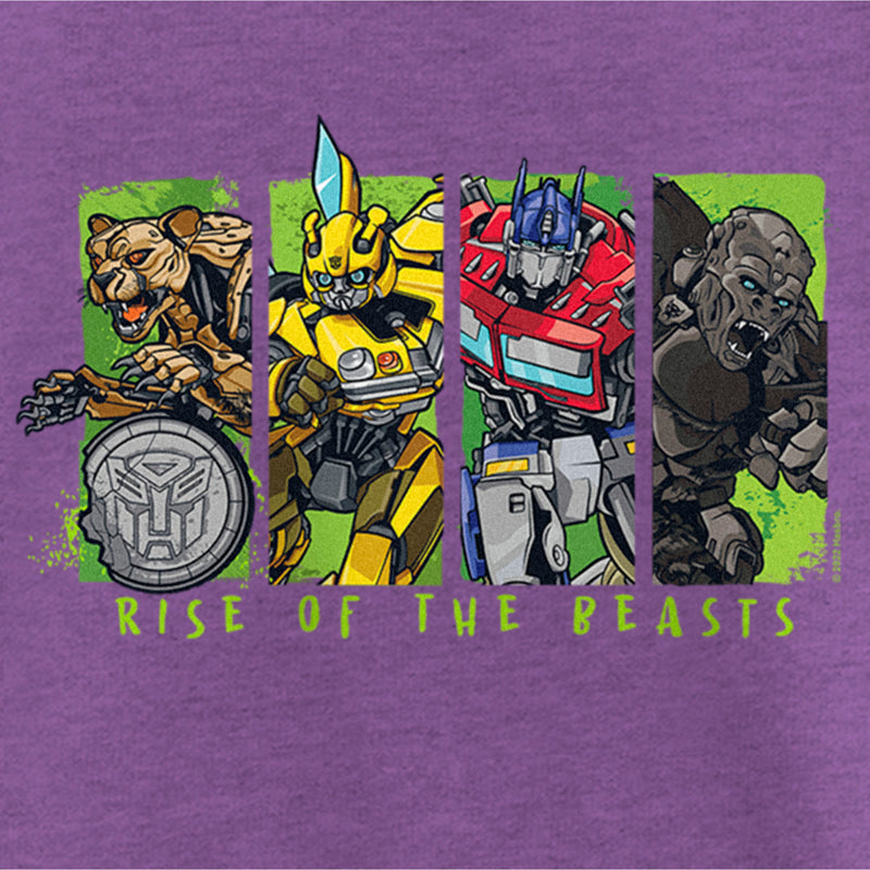 Girl's Transformers: Rise of the Beasts Movie Logo Character Squares T-Shirt
