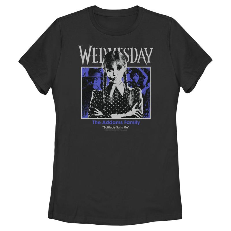 Women's Wednesday Solitude Suits Me Portrait T-Shirt