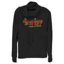 Junior's Guardians of the Galaxy Holiday Special Red and Green Logo Cowl Neck Sweatshirt