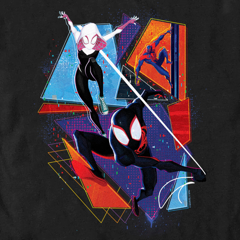 Men's Spider-Man: Across the Spider-Verse Group Colorful Poster T-Shirt