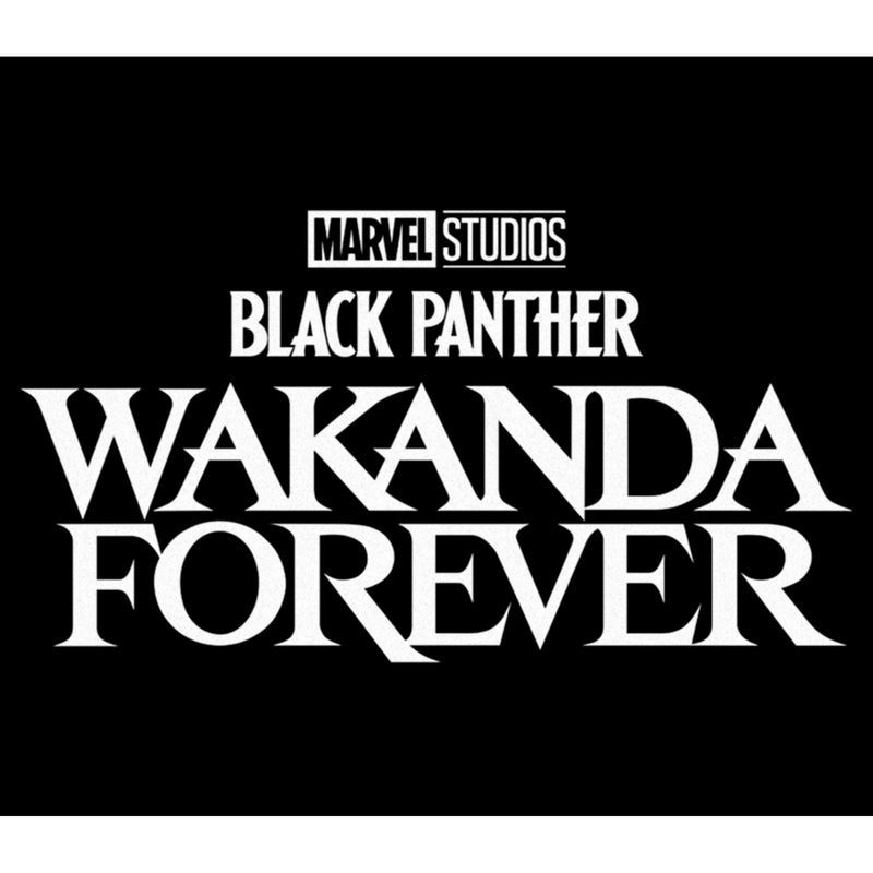 Men's Black Panther: Wakanda Forever Black and White Movie Logo T-Shirt