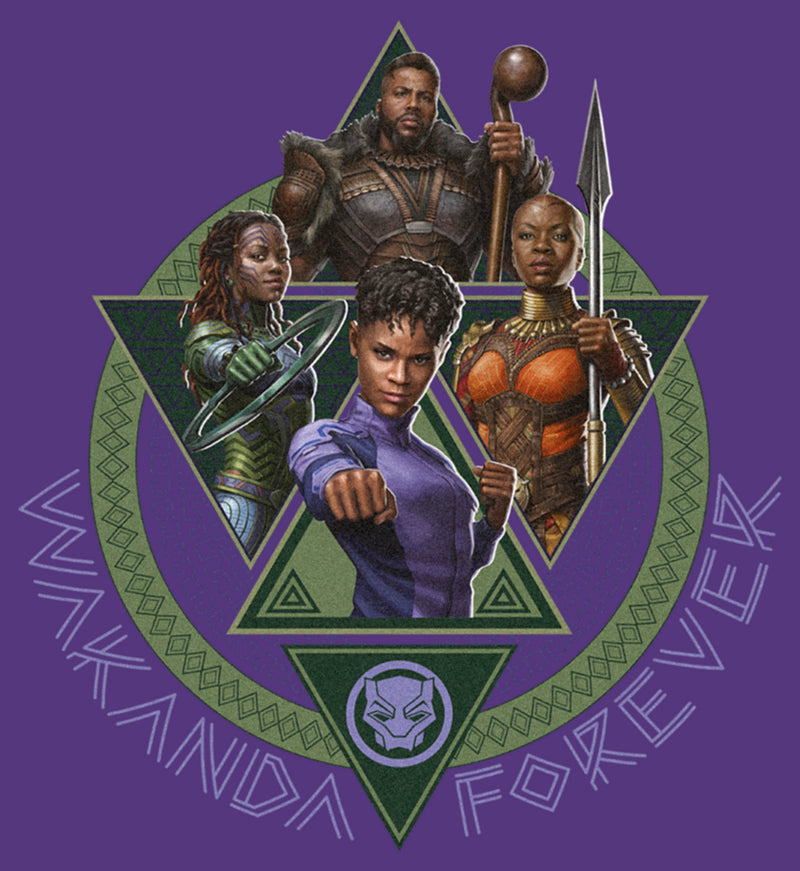 Men's Black Panther: Wakanda Forever Character Portrait Triangles T-Shirt