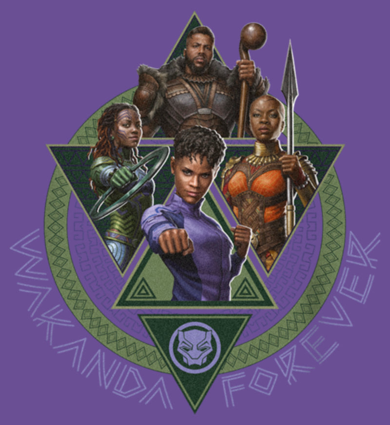 Women's Black Panther: Wakanda Forever Character Portrait Triangles Racerback Tank Top